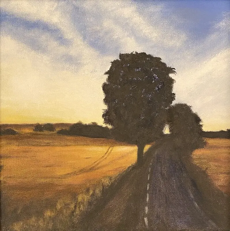 Oljemålning Vägen mot kyrkan av Eva Lundqvist