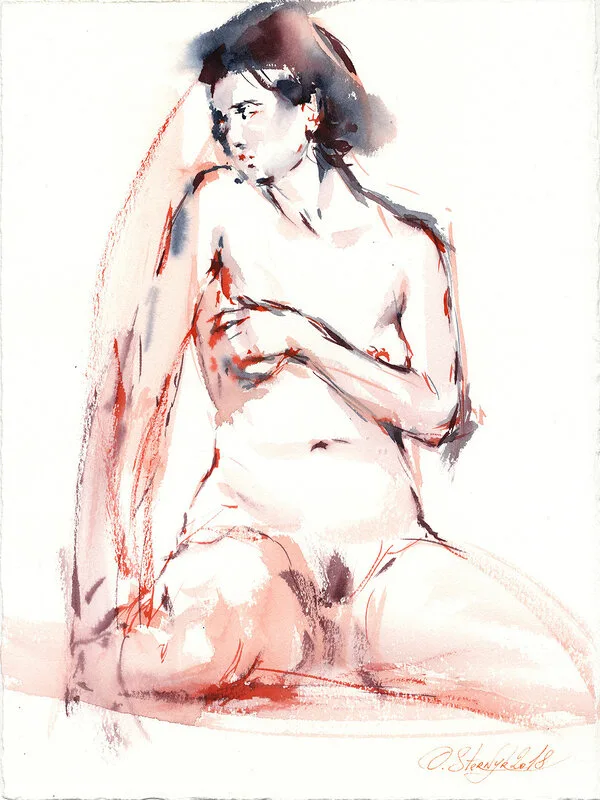 Akvarell Skissen från nakensessionen, 10 av Olga Sternyk