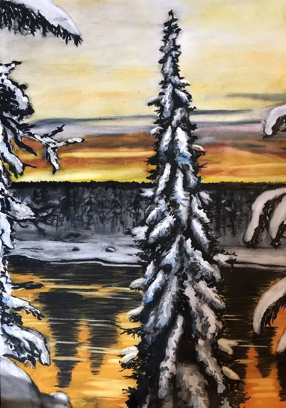 Akvarell Vinter av Anna Särnå