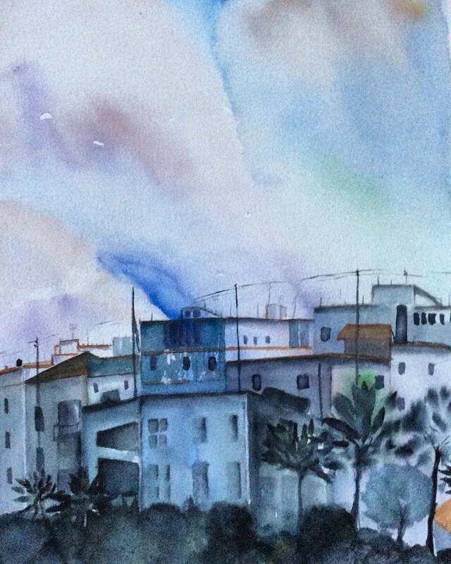 Akvarell Spanien. av Margareta Mattsson