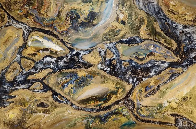 Akrylmålning STOCKHOLM I GULD av Amanda Egnell / Galleri Egnell