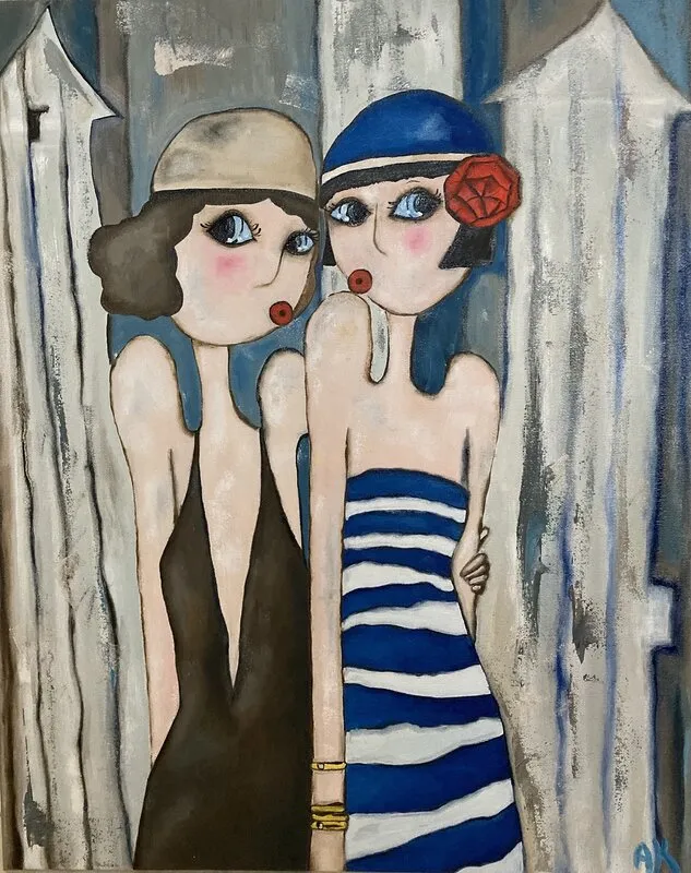 Oljemålning Friends av Anna Vallgren