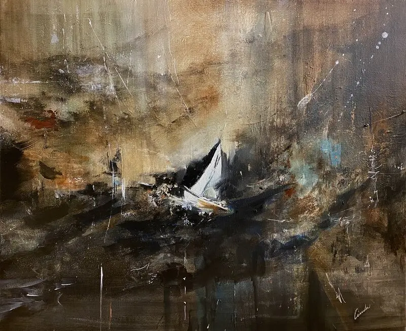 Akrylmålning Till havs II av Linda Lundin