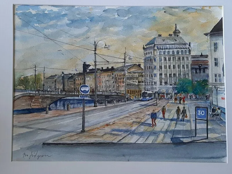 Akvarell Göteborg av Bo Lidgren