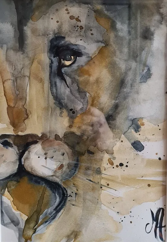 Akvarell Lejonet av Marika Andersson