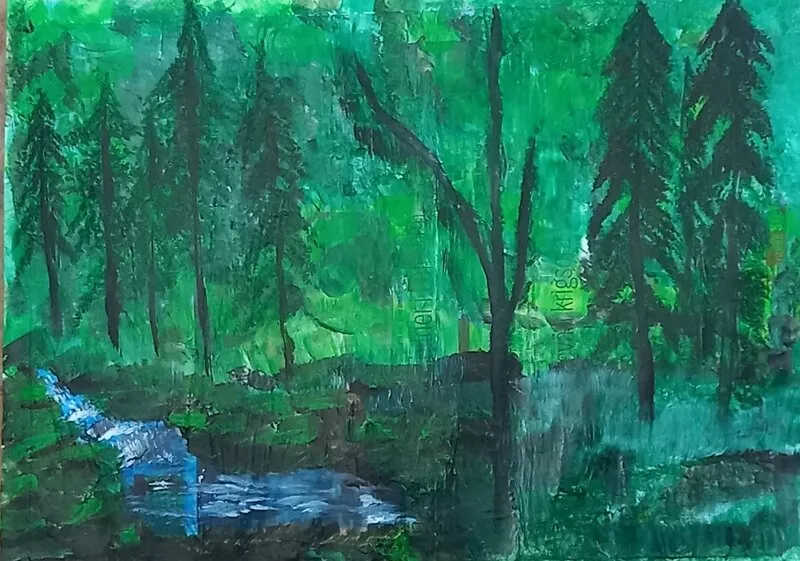 Akrylmålning Deep in the Green. av Ellinor Karlsson