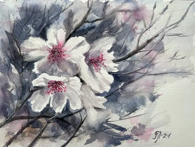 Akvarell Vårblomster av Tanya Lundmark