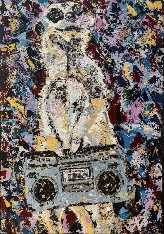Akrylmålning Boombox feelings av Magnus Ponsimaa