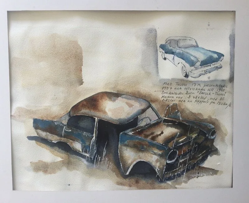 Akvarell Ford Taunus av Lars-Olof Wallengren