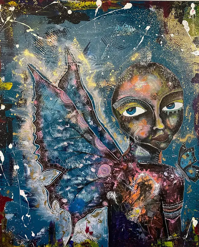 Akrylmålning Come fly with me av Emma Emanuel