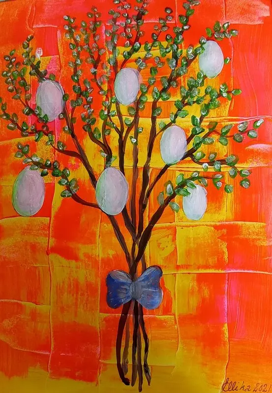 Akrylmålning Happy Easter av Ellinor Karlsson