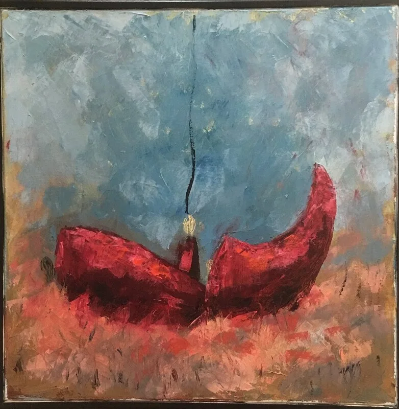 Oljemålning Snöre 3 av Jeanette Krantz Adner