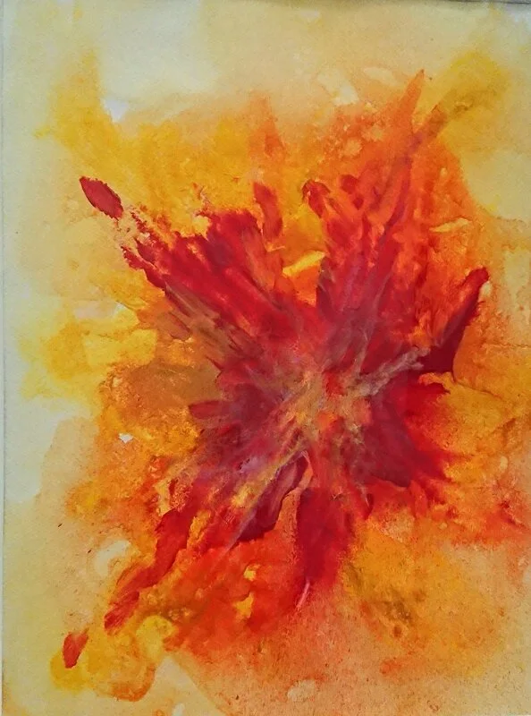 Akrylmålning Abstract Dahlia av Amie Norrman Söderman