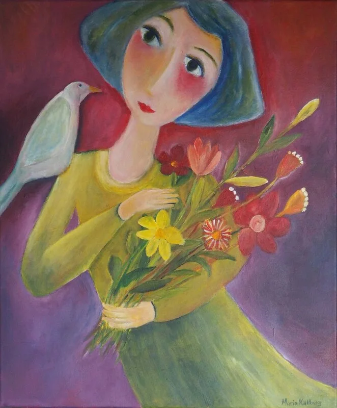 Akrylmålning Blommor i min famn av Maria Källberg
