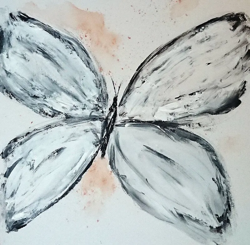 Akrylmålning Butterfly and love av Amie Norrman Söderman