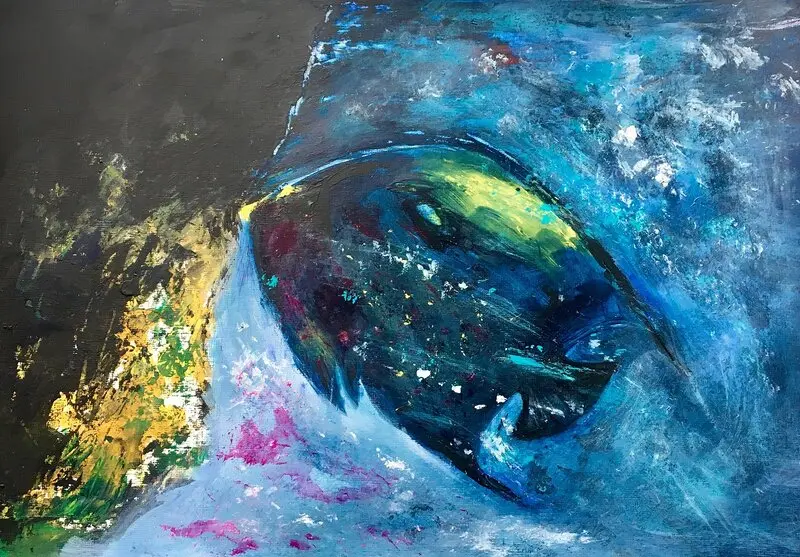 Akrylmålning Tropisk fisk av Gunilla Tuvin