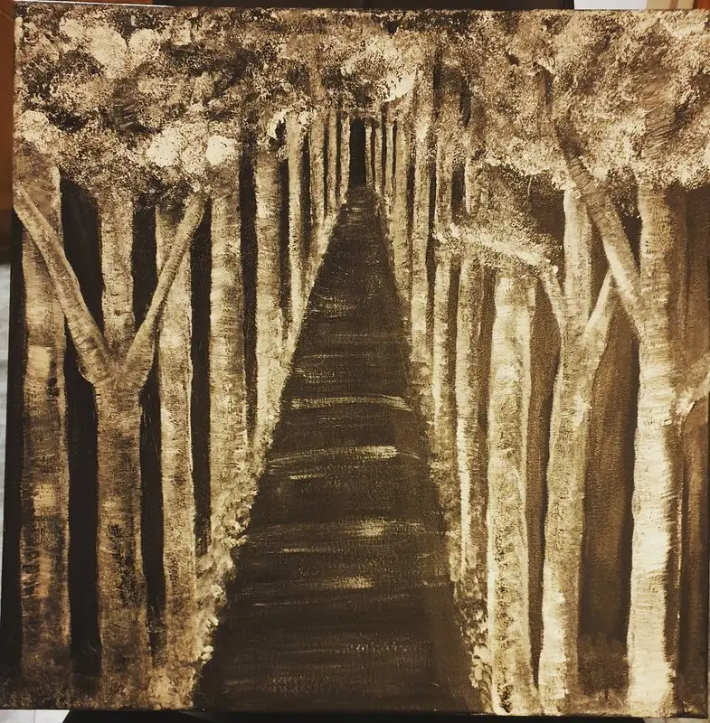 Akrylmålning Skogsväg av Veronica Ljungberg