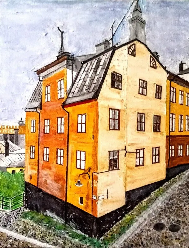 Akrylmålning Tavastgatan 6 (Stockholm) av Kent Olov N