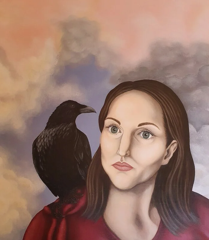 Akrylmålning The raven / Always by my side av Nina Storm