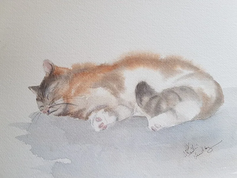 Akvarell Avslappnad av Kerstin Lundborg