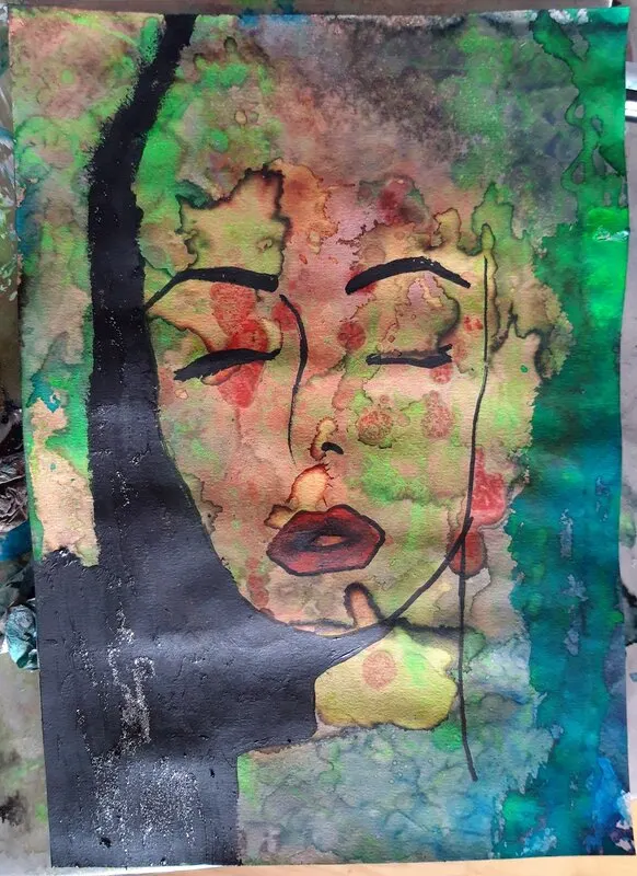 Akrylmålning Abstrakt Marilyn av Chatarina Salomonsson