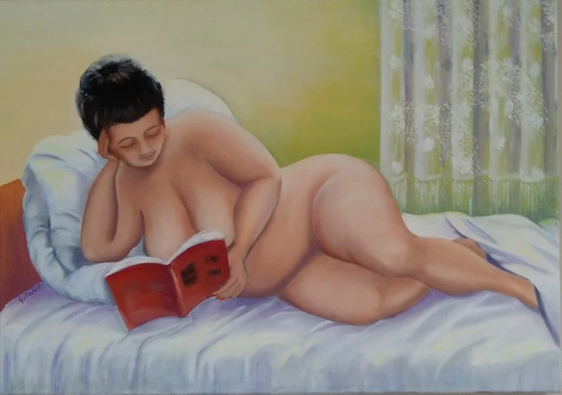 Oljemålning Inför sömnen av Silvia Gyllsdorf