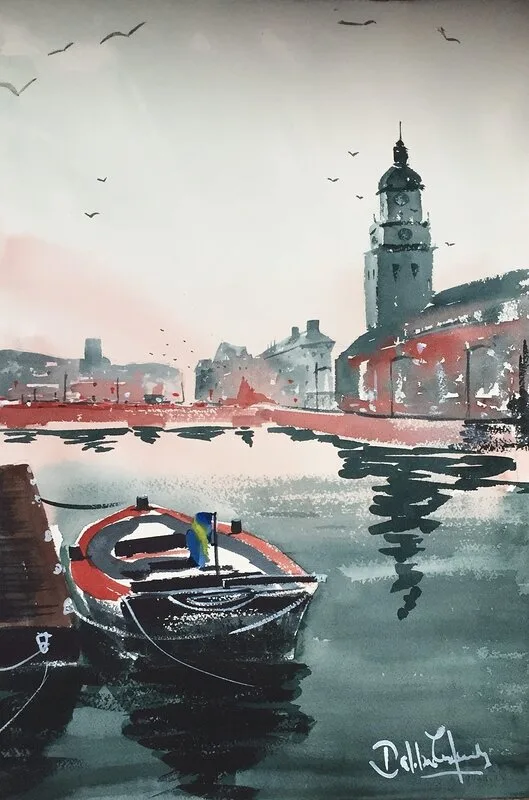 Akvarell Tyska kyrkan av Emin Fine Art