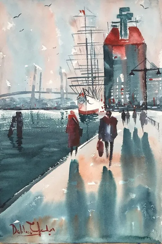 Akvarell Lilla Bommen av Emin Fine Art