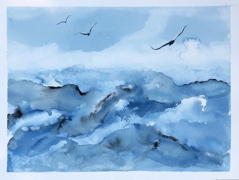 Akvarell Vågornas sång! av Kristina Gustafsson