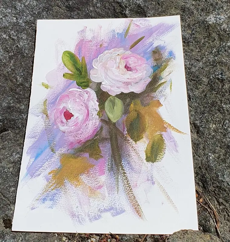 Akrylmålning Lila ros av Susanne
