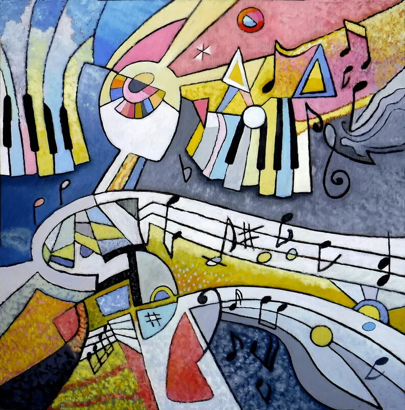 Oljemålning Geometrisk musik av Ulf Enhörning