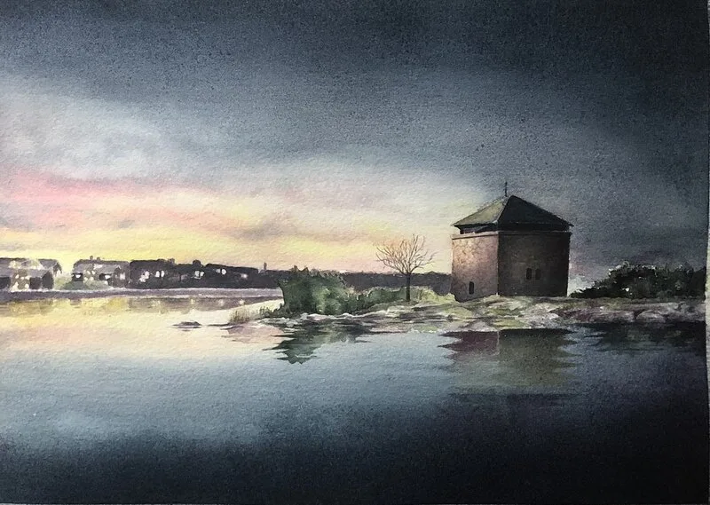 Akvarell Kruthus av Martin S