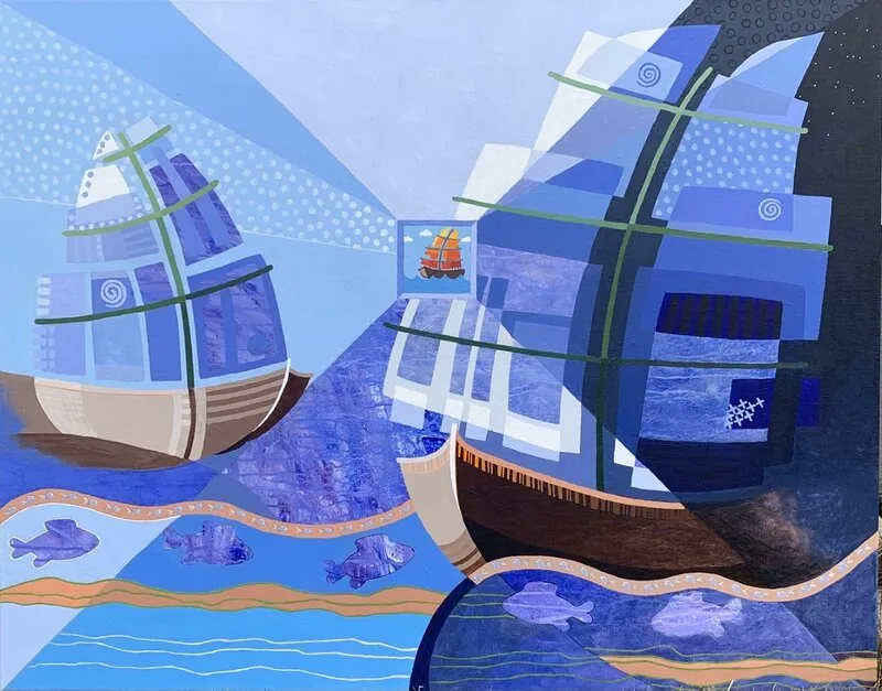 Akrylmålning Tavlan i tavlan av Berit Norrbelius Lindberg