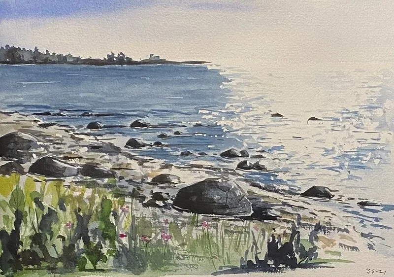 Akvarell Vy från Lövöudden av Sara Stillesjö