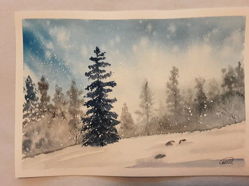 Akvarell Snow in the förfest (reserverad!) av Wei Hing Rosenkvist
