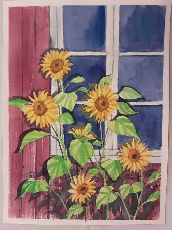 Akvarell The sunflowers av Wei Hing Rosenkvist