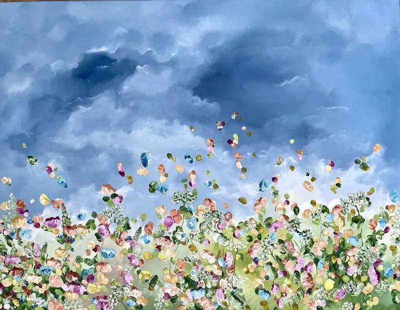 Akrylmålning EN FLEURS.   1100€ av Anna Artistockholm Brandt