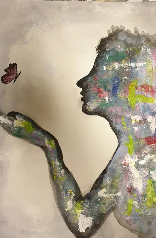 Akrylmålning The butterfly hope av Jennie Lindborg