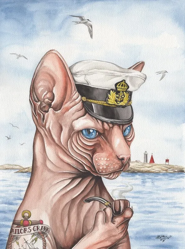 Akvarell Skeppskatten av Emma Stark