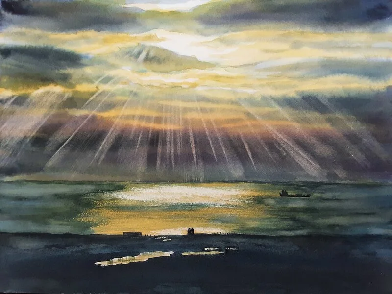 Akvarell Dramatiskt himlen (reserved!) av Wei Hing Rosenkvist