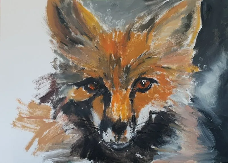 Oljemålning Räven "Den lille prinsen" av Inara Axelsson Piksa