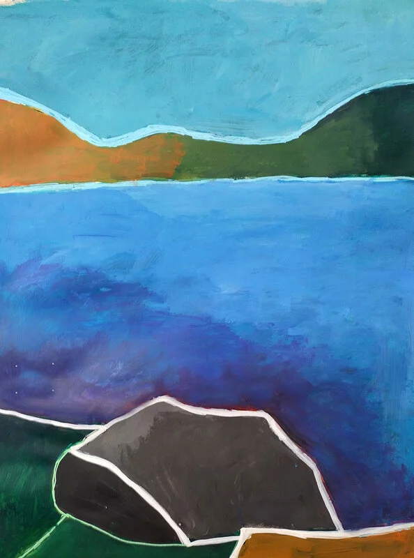 Akrylmålning Landskap med sjö av Sara Berlekom