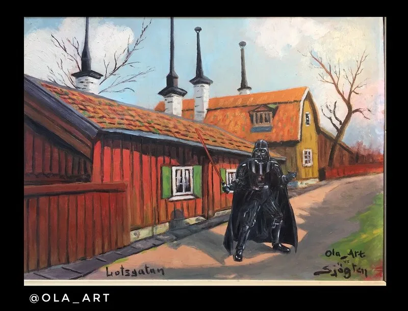Oljemålning Det gällde att börja i liten skala. Nu var han härskare över Lotsgatan av Ola Art
