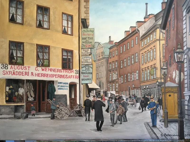 Oljemålning Gamla stan av Göran Österman
