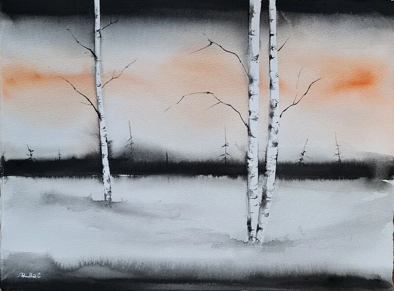 Akvarell Feel the love av Pernilla Carlsson