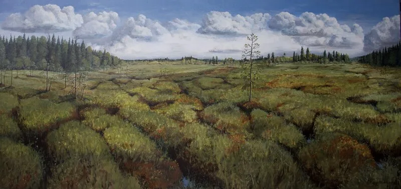 Hjortronmyren (tempera målning) av Anna Rönnbäck