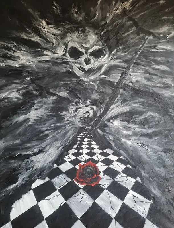 Oljemålning Scream. Chaos and confusion. av Christina Mårtensson