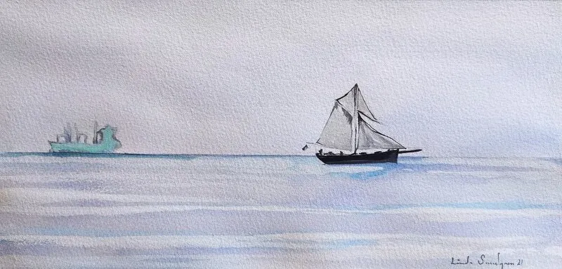 Akvarell Something on the Horizon av Linda Sandgren