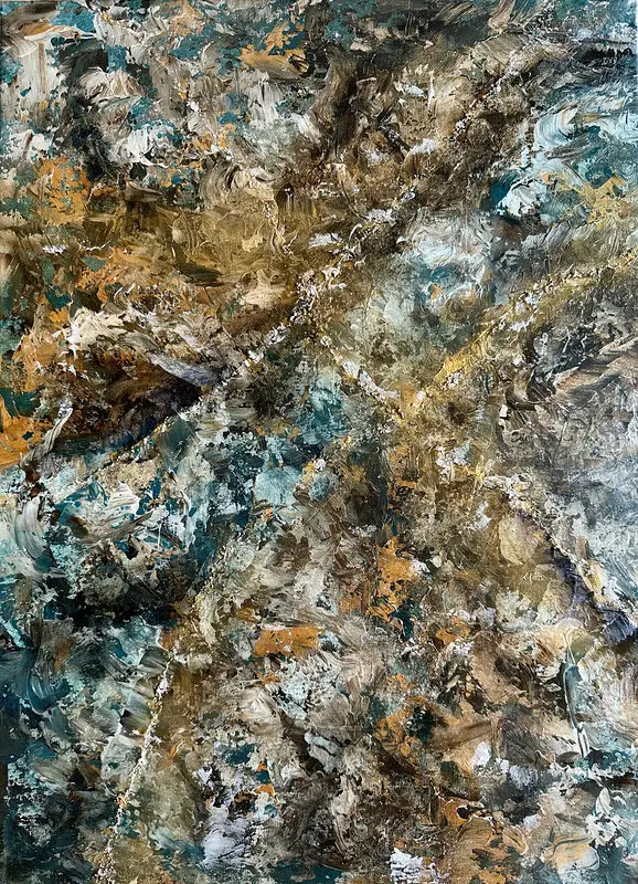 Akrylmålning Down the Stream av Marielle Rodin