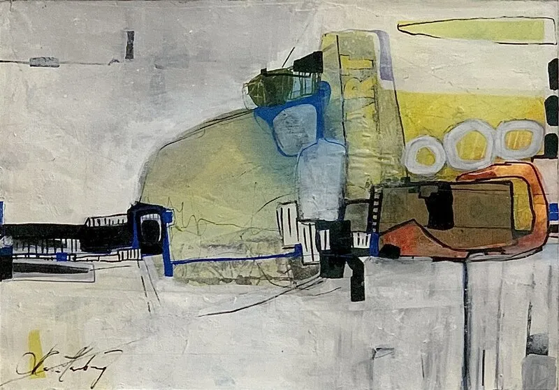 Akrylmålning Artways  (Inramad passpartout och reflexfritt glas) av Maria Hamberg